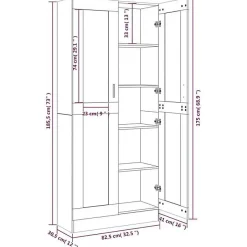 VidaXL Armoire à vitrine Sonoma gris 82,5x30,5x185,5cm Bois ingénierie 815622