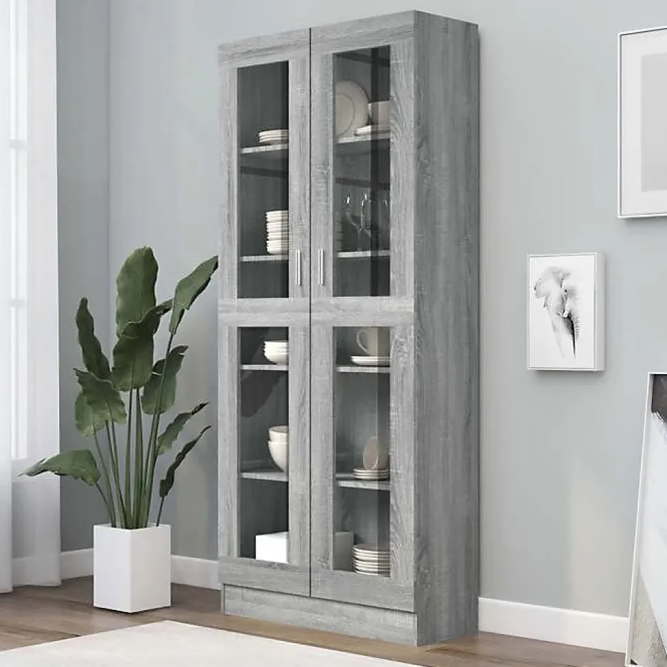 VidaXL Armoire à vitrine Sonoma gris 82,5x30,5x185,5cm Bois ingénierie 815622