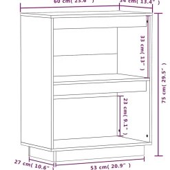 vidaXL Armoire console, Marron miel 60x34x75 cm Bois de pin solide