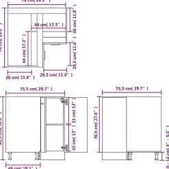 vidaXL Armoire de Plancher d'Angle, Armoire de Rangement avec étagère, Meuble de Cuisine Salle à Manger Maison Intérieur, 802492