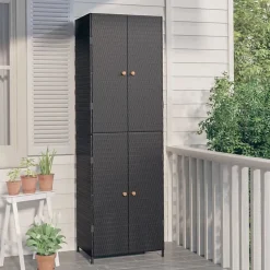 vidaXL Armoire de rangement de jardin Noir 59x40x180 cm Résine tressée 319872