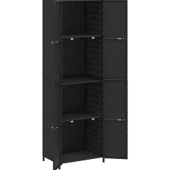 vidaXL Armoire de rangement de jardin Noir 59x40x180 cm Résine tressée 319872