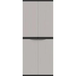 vidaXL Armoire de rangement d'extérieur gris et noir 65x37x165 cm PP 364200
