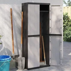 vidaXL Armoire de rangement d'extérieur gris et noir 65x37x165 cm PP 364200