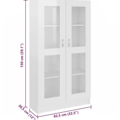 VidaXL Armoire vitrine Blanc brillant 82,5x30,5x150 cm Bois ingénierie 802765