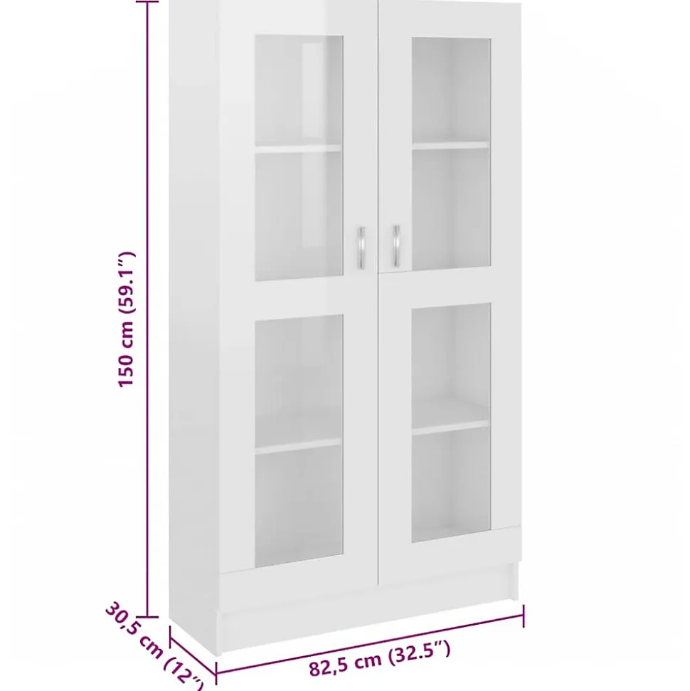 VidaXL Armoire vitrine Blanc brillant 82,5x30,5x150 cm Bois ingénierie 802765