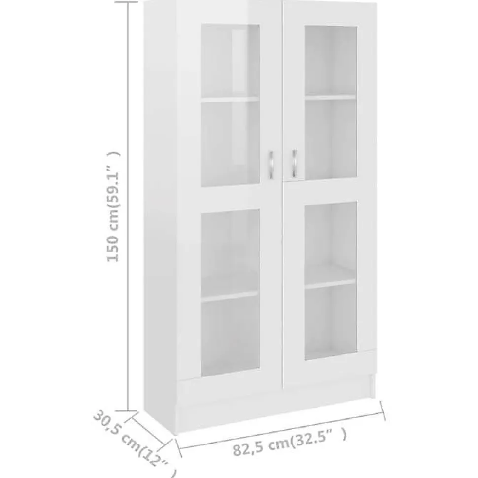 VidaXL Armoire vitrine Blanc brillant 82,5x30,5x150 cm Bois ingénierie 802765