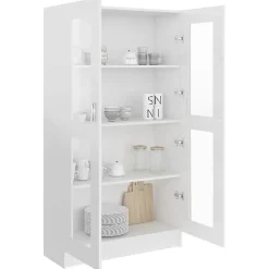 VidaXL Armoire vitrine Blanc brillant 82,5x30,5x150 cm Bois ingénierie 802765
