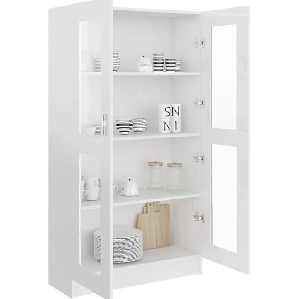 VidaXL Armoire vitrine Blanc brillant 82,5x30,5x150 cm Bois ingénierie 802765