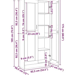 vidaXL Armoire Vitrine, Meuble de Rangement avec Compartiment, étagère de Salon Salle de Séjour Chambre Intérieur, Chêne 802771