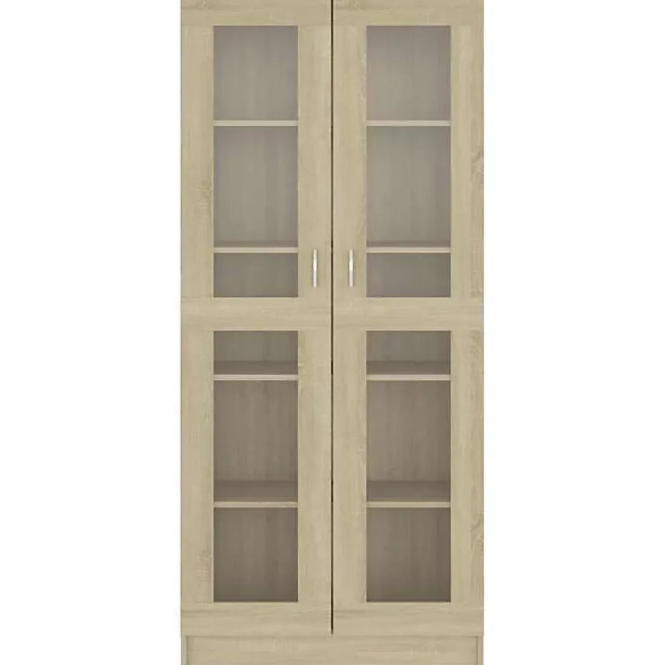 vidaXL Armoire Vitrine, Meuble de Rangement avec Compartiment, étagère de Salon Salle de Séjour Chambre Intérieur, Chêne 802771