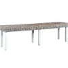 vidaXL Banc 160 cm Blanc Rotin naturel kubu et bois de manguier massif
