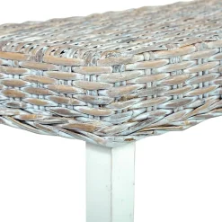 vidaXL Banc 160 cm Blanc Rotin naturel kubu et bois de manguier massif