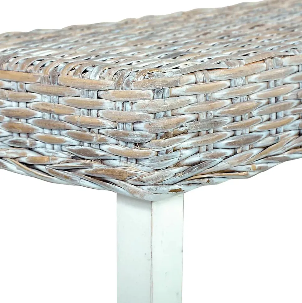 vidaXL Banc 160 cm Blanc Rotin naturel kubu et bois de manguier massif
