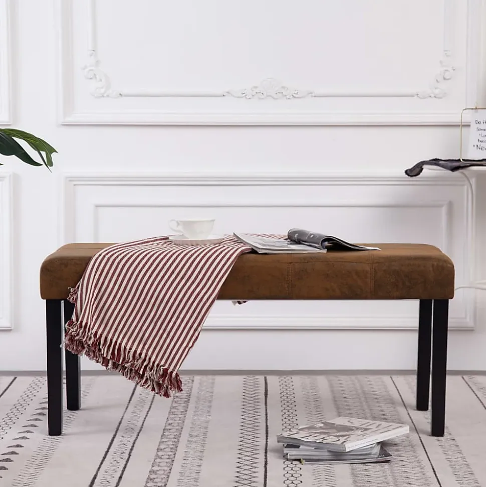 vidaXL Banc 106 cm Marron Similicuir daim