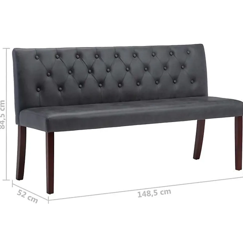 vidaXL Banc Banquette de Salon Banc de Couloir Banquette d'Entrée Banc de Salle de Séjour Maison Intérieur 148,5 cm Gris 288572