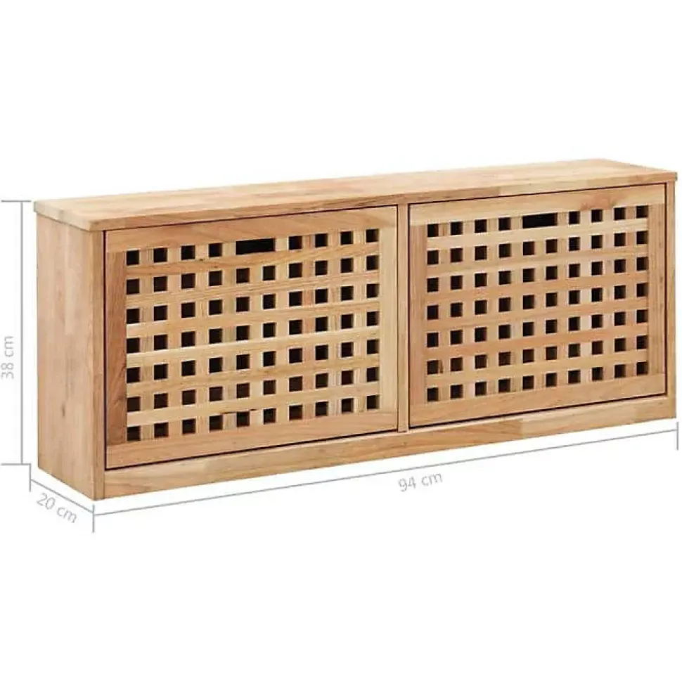 vidaXL Banc de rangement de chaussures 94x20x38cm Bois massif de noyer 247599