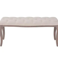 vidaXL Banc Lin Bois massif 110 x 38 x 48 cm Blanc crème