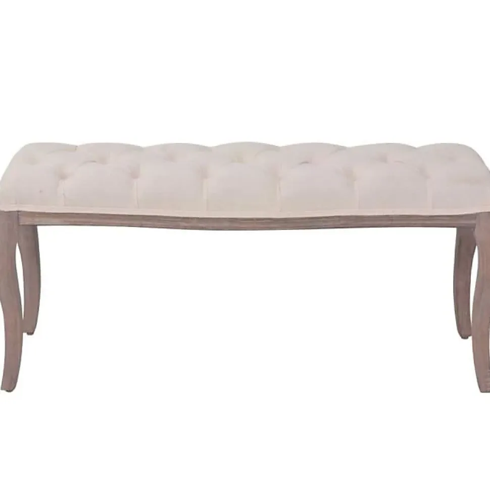 vidaXL Banc Lin Bois massif 110 x 38 x 48 cm Blanc crème