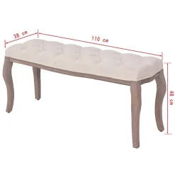 vidaXL Banc Lin Bois massif 110 x 38 x 48 cm Blanc crème