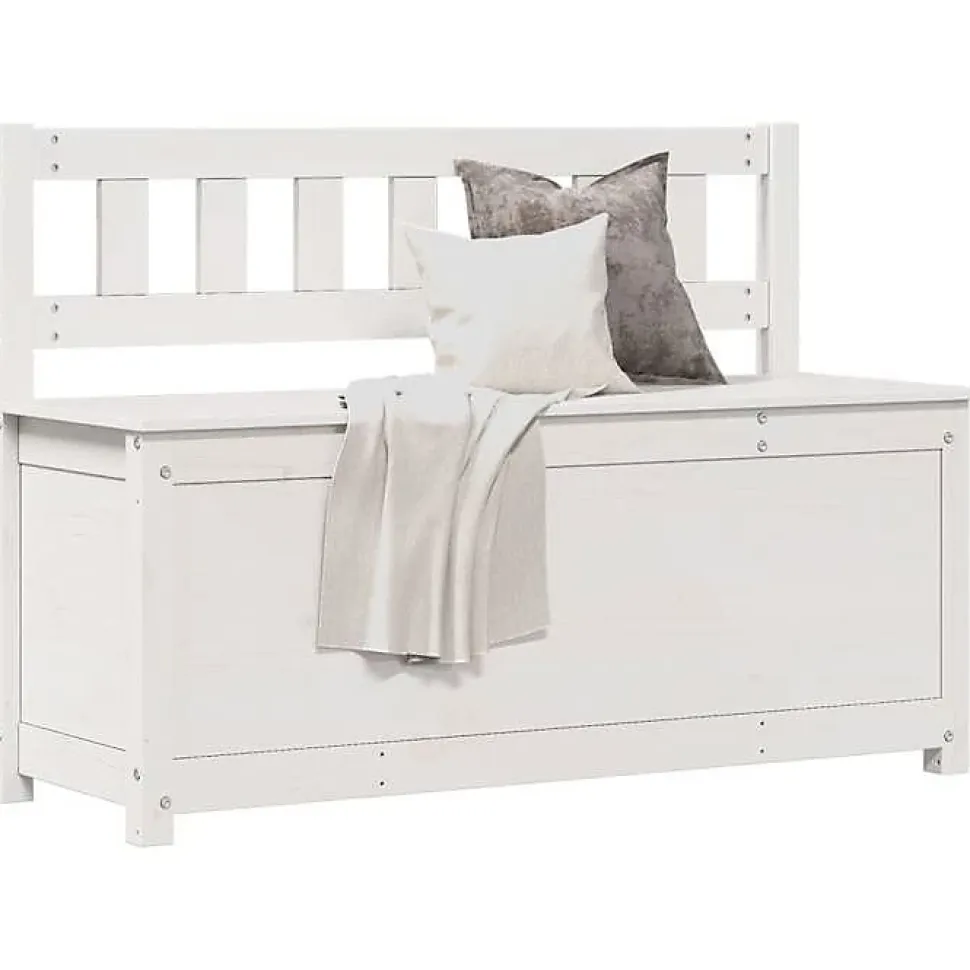 vidaXL Banc Siège de Salon Banc d'Entrée Banc de Rangement Meuble de Salle de Séjour Maison Intérieur Blanc 110x41x76,5 cm 823555