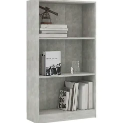VidaXL Bibliothèque à 3 niveaux Gris béton 60x24x108 cm Aggloméré