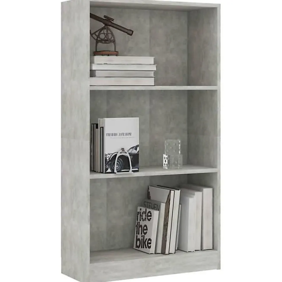 VidaXL Bibliothèque à 3 niveaux Gris béton 60x24x108 cm Aggloméré