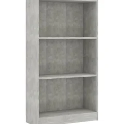 VidaXL Bibliothèque à 3 niveaux Gris béton 60x24x108 cm Aggloméré