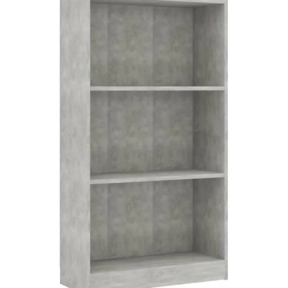 VidaXL Bibliothèque à 3 niveaux Gris béton 60x24x108 cm Aggloméré