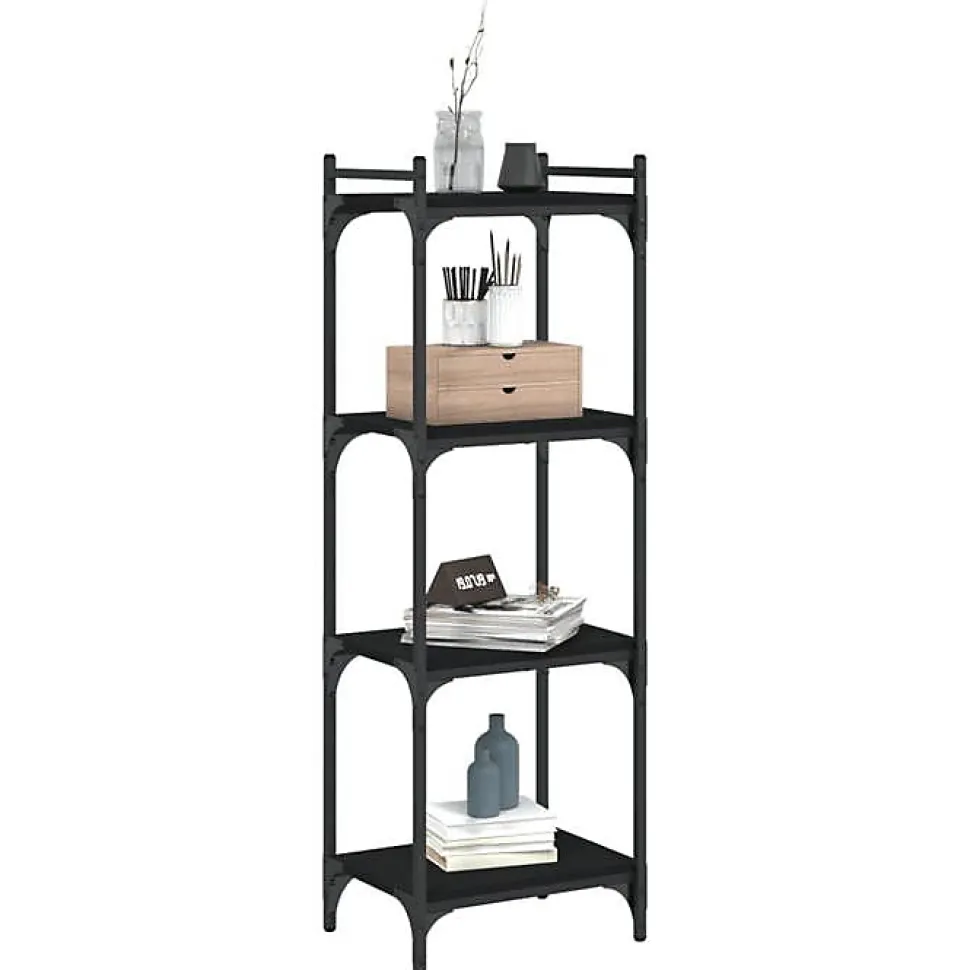 VidaXL Bibliothèque à 4 niveaux noir 40x30x120 cm bois d'ingénierie 837632