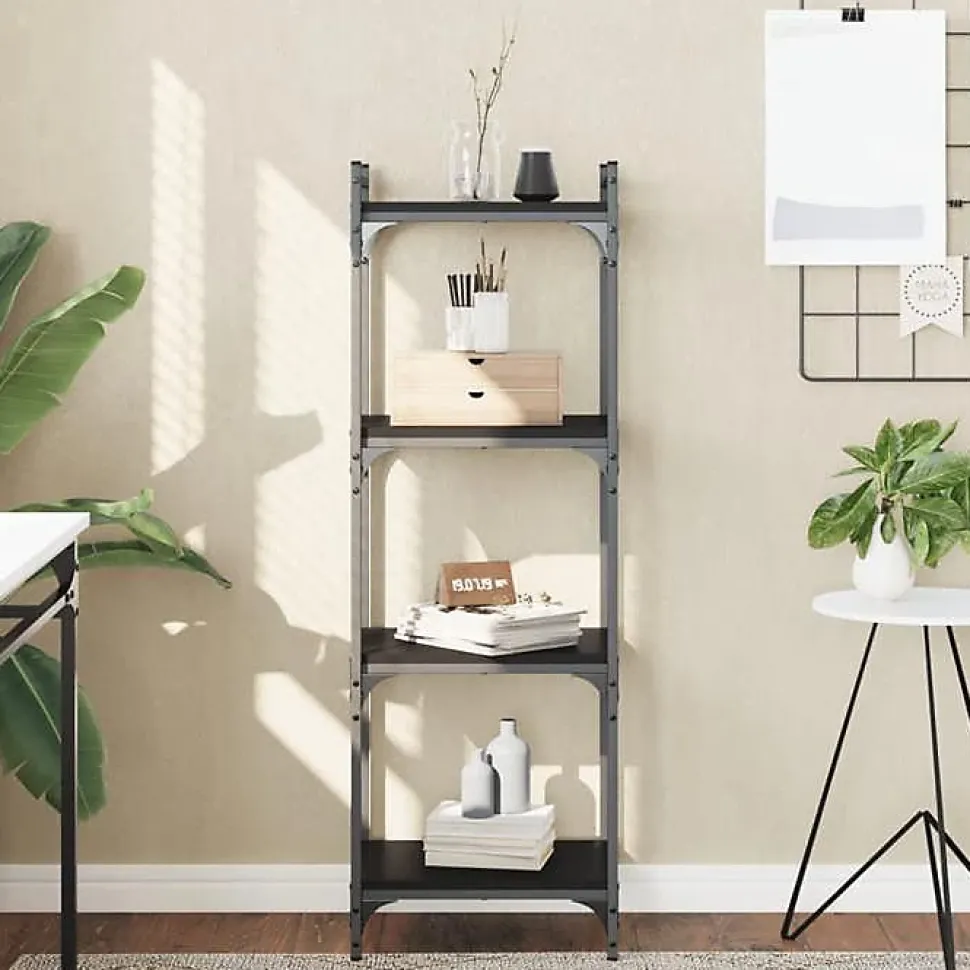 VidaXL Bibliothèque à 4 niveaux noir 40x30x120 cm bois d'ingénierie 837632