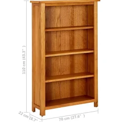 VidaXL Bibliothèque à 4 niveaux 70x22x110 cm Bois de chêne massif