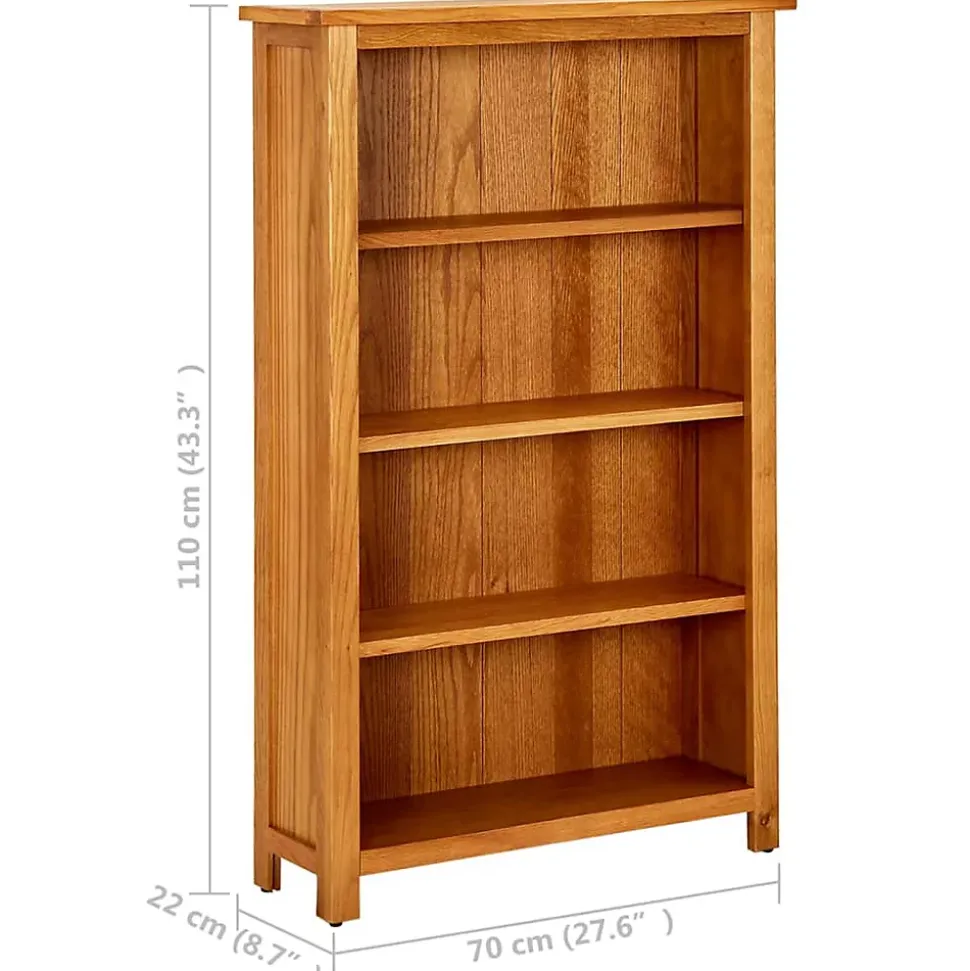 VidaXL Bibliothèque à 4 niveaux 70x22x110 cm Bois de chêne massif
