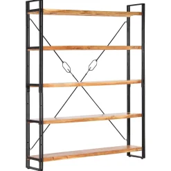 VidaXL Bibliothèque à 5 niveaux 140x30x180 cm Bois d'acacia solide