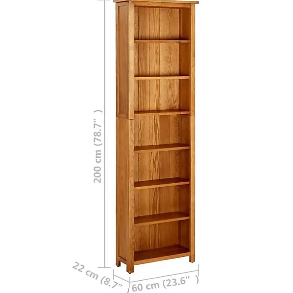 VidaXL Bibliothèque à 7 étagères 60x22x200 cm Bois de chêne massif