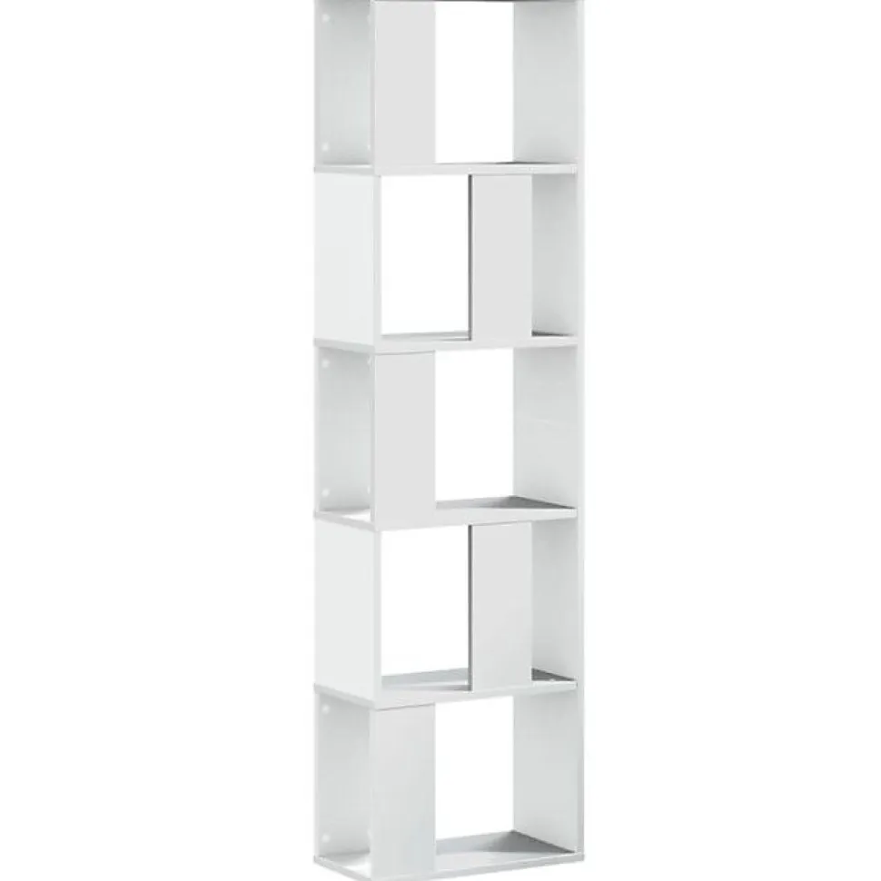 vidaXL Bibliothèque 5 niveaux blanc 45x23,5x162,5 cm bois d'ingénierie, étagère, étagère à livres, support de livre, armoire 85278