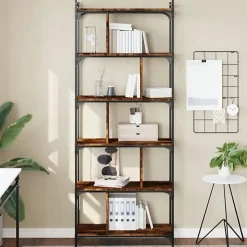 VidaXL Bibliothèque 6 niveaux chêne fumé 76x32x192cm bois d'ingénierie 833947