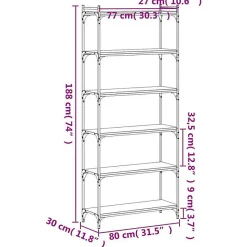 VidaXL Bibliothèque 6 niveaux noir 80x30x188 cm bois d'ingénierie 837682