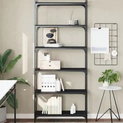 VidaXL Bibliothèque 6 niveaux noir 80x30x188 cm bois d'ingénierie 837682