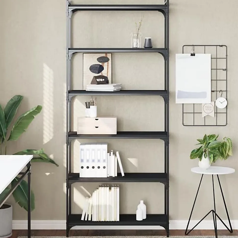 VidaXL Bibliothèque 6 niveaux noir 80x30x188 cm bois d'ingénierie 837682