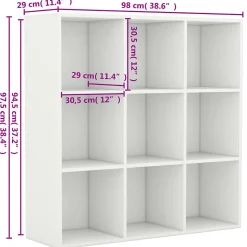 vidaXL Bibliothèque Blanc 98x30x98 cm Aggloméré