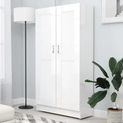 VidaXL Bibliothèque Blanc brillant 82,5x30,5x150 cm Aggloméré