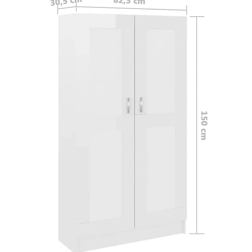 VidaXL Bibliothèque Blanc brillant 82,5x30,5x150 cm Aggloméré