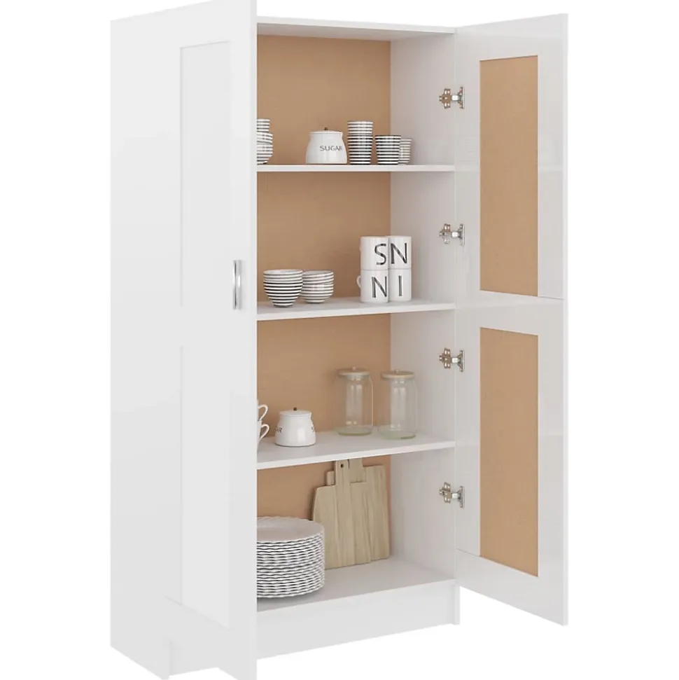 VidaXL Bibliothèque Blanc brillant 82,5x30,5x150 cm Aggloméré
