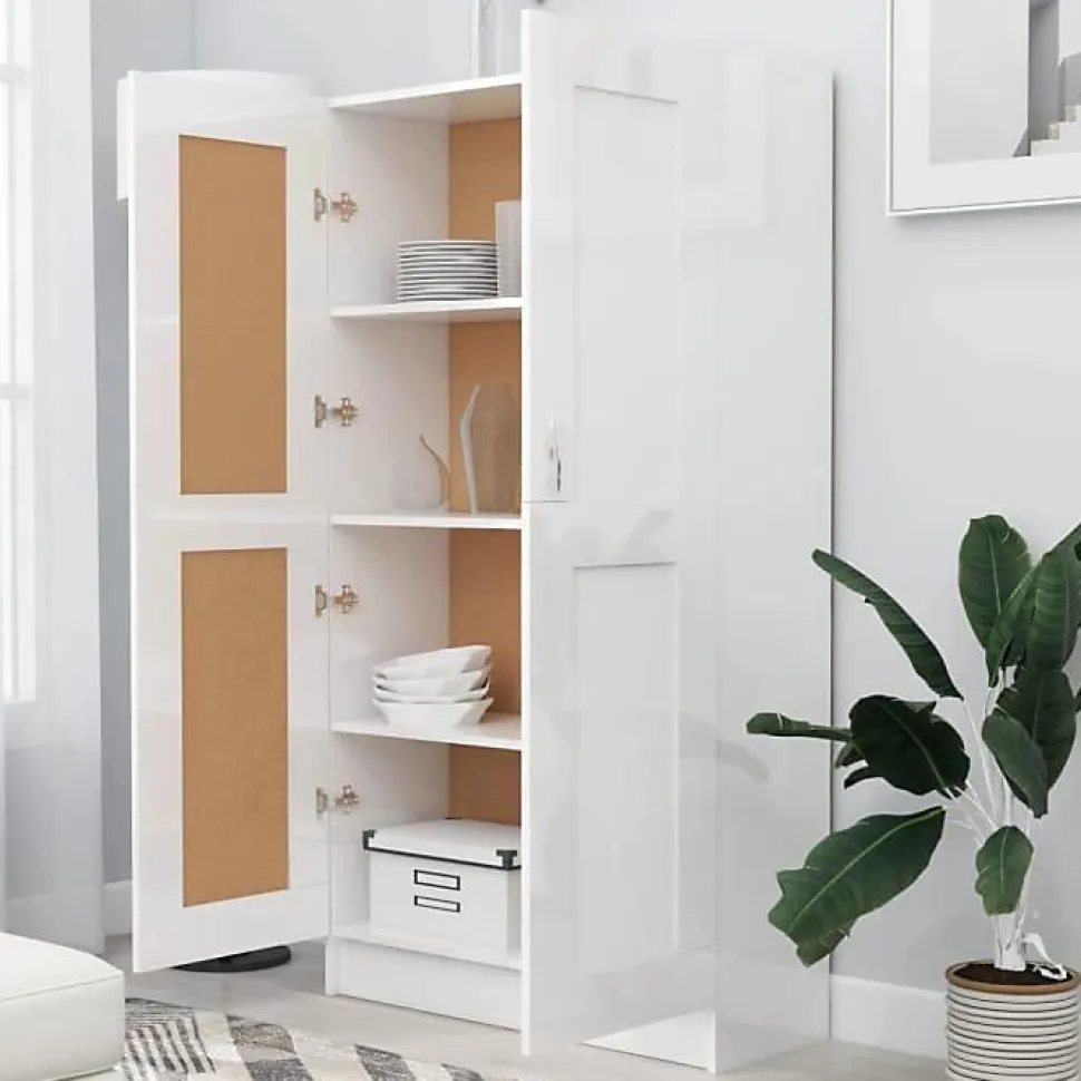 VidaXL Bibliothèque Blanc brillant 82,5x30,5x150 cm Aggloméré