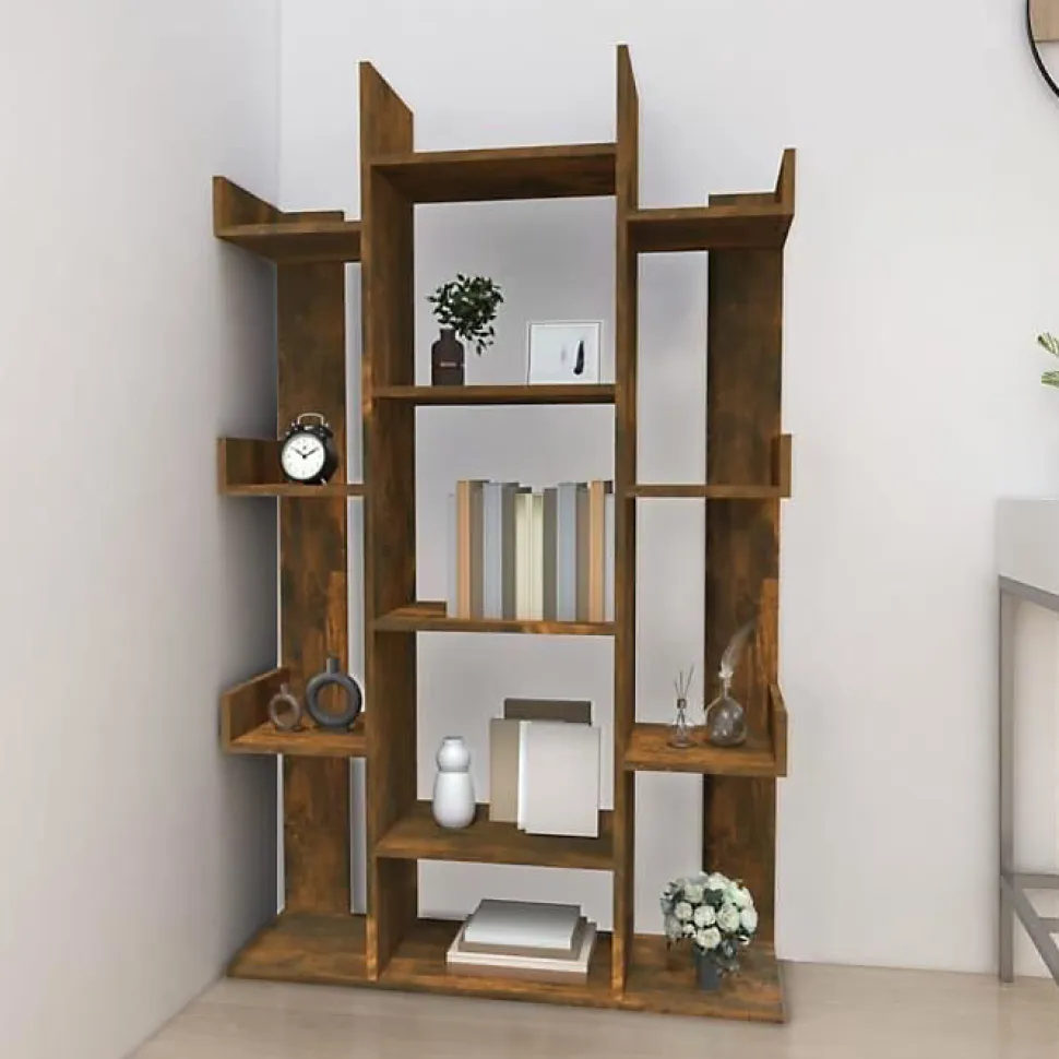 vidaXL Bibliothèque Chêne fumé 86x25,5x140 cm Bois d'ingénierie 816002