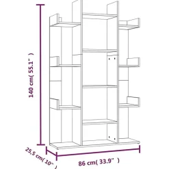 vidaXL Bibliothèque Chêne fumé 86x25,5x140 cm Bois d'ingénierie 816002