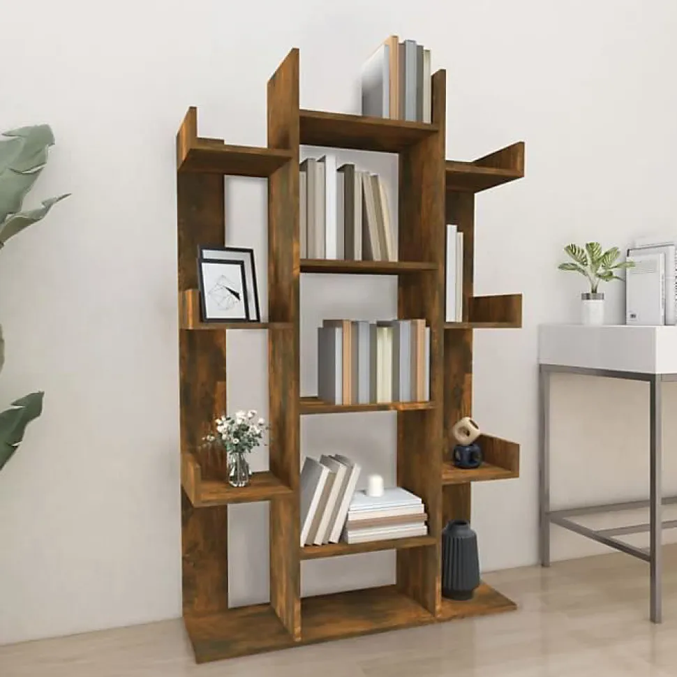 vidaXL Bibliothèque Chêne fumé 86x25,5x140 cm Bois d'ingénierie 816002