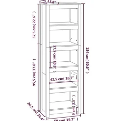 VidaXL Bibliothèque Marron miel 50x35x154 cm Bois de pin massif 821717