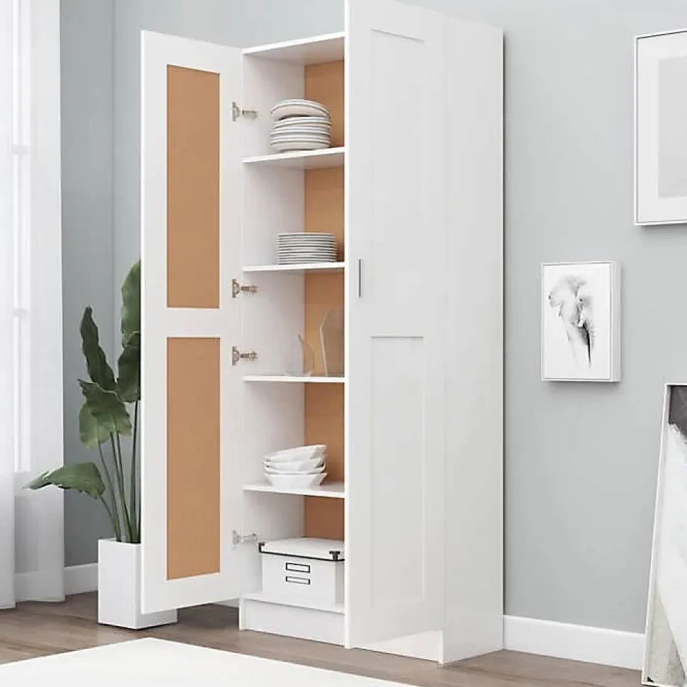 vidaXL Bibliothèque, Meuble de Rangement avec Compartiment, Armoire à Livres Salon Salle de Séjour Intérieur, Blanc Bois 802732